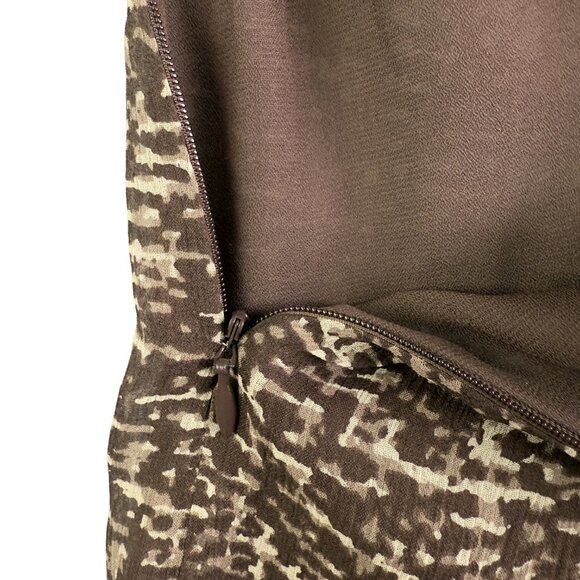 PENDLETON Brown & Cream Printed 100% Silk Pleated Skirt Women’s Size 14 - Picture 4 of 11